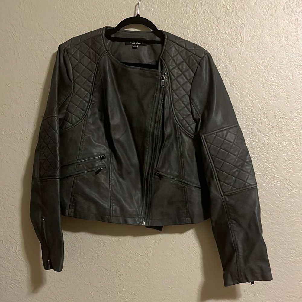 Gray faux leather jacket